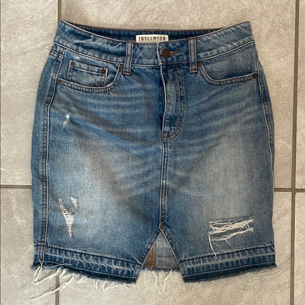 Idyllwind Distressed Denim Skirt